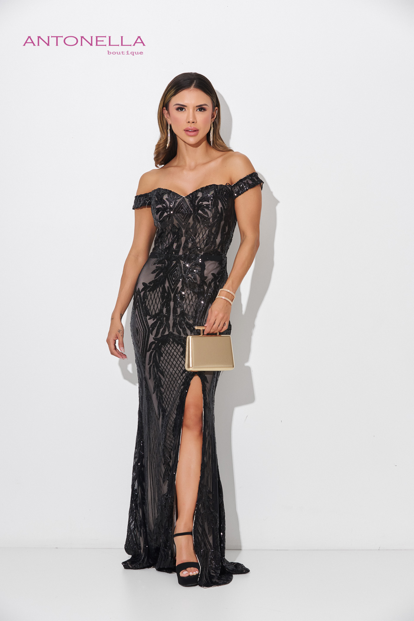 Vestido Gala Negro Lentejuelas – foto 1