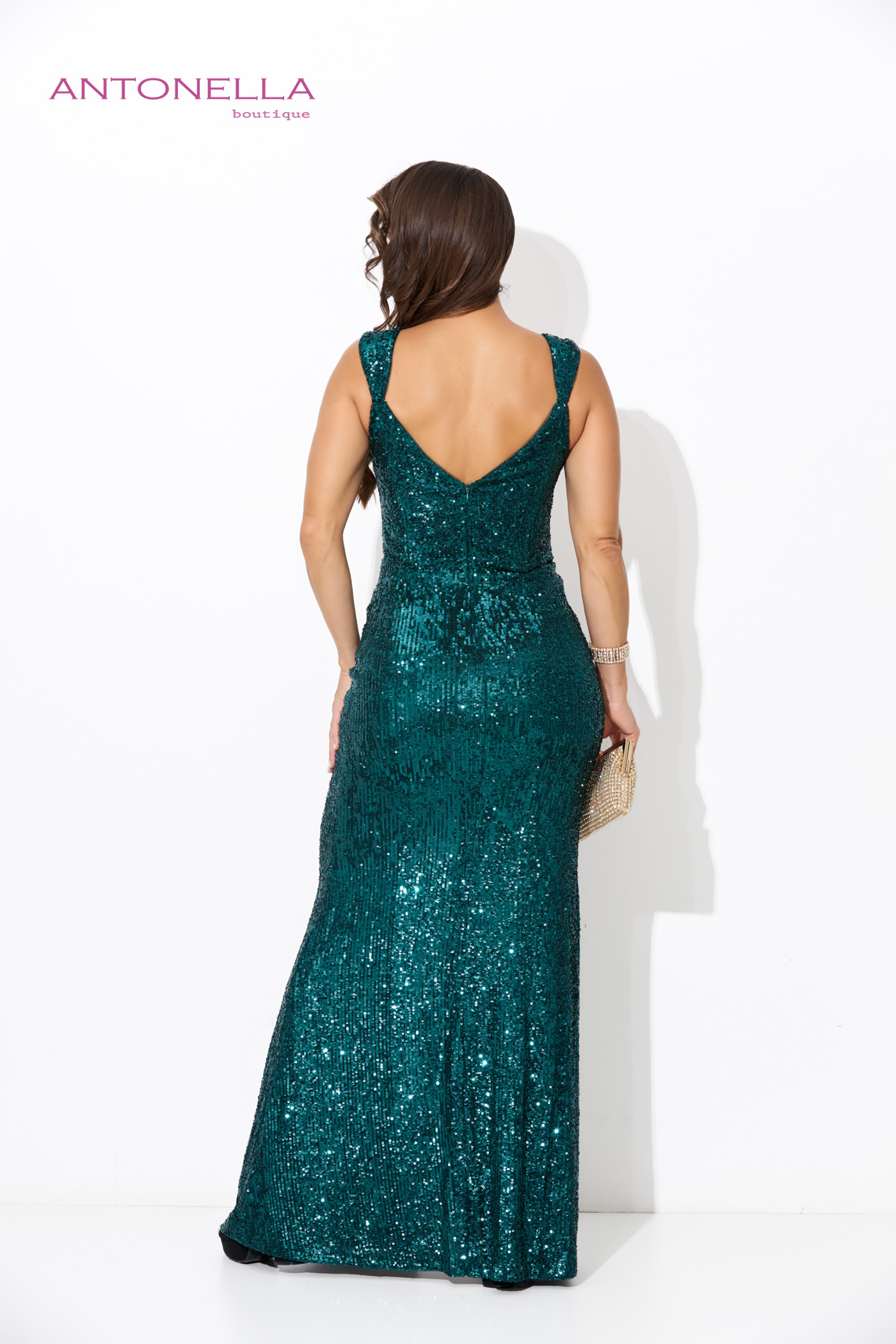 Vestido Gala Verde Esmeralda Lentejuelas – foto 6