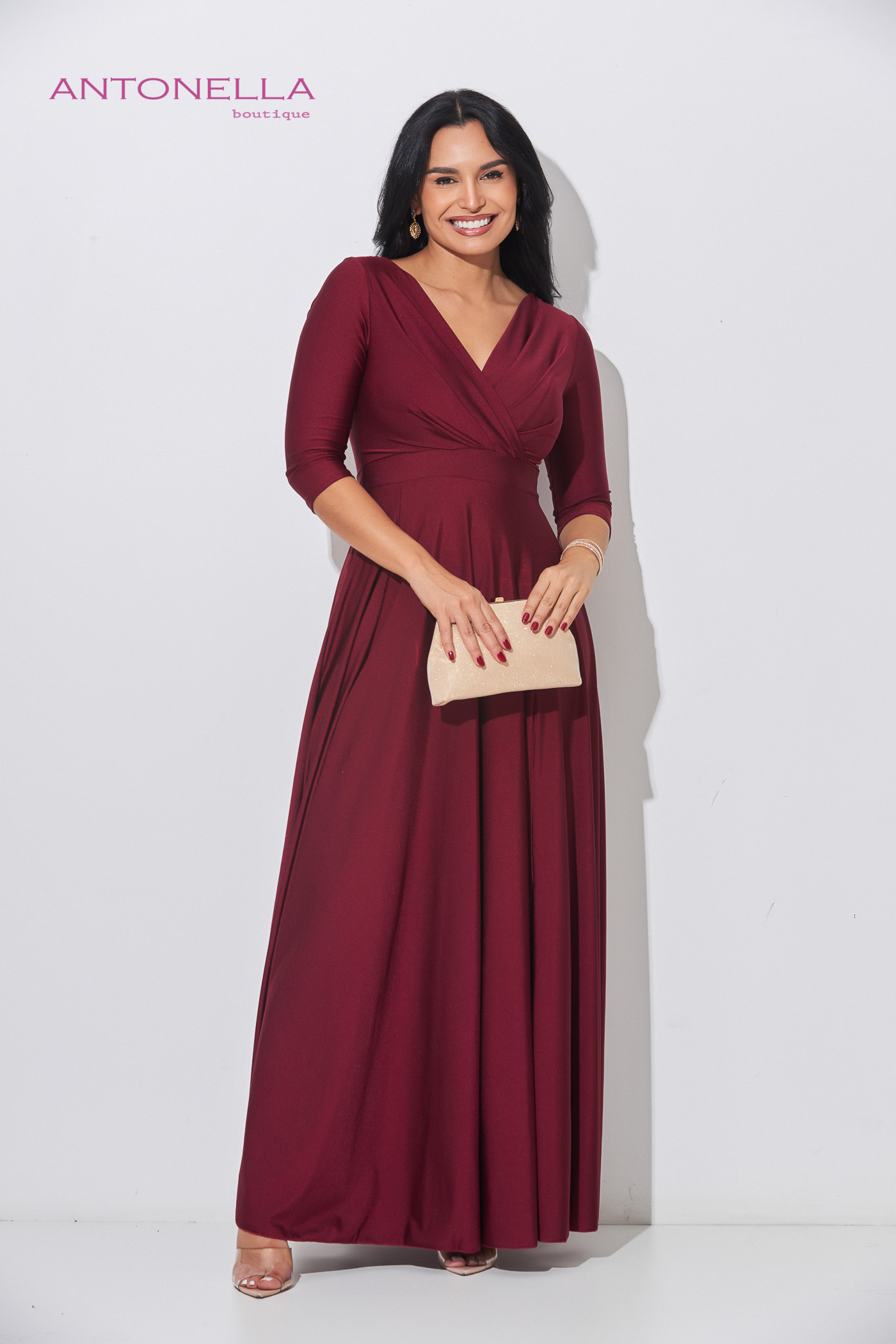Vestido Gala Vino Licra Fria – foto 1