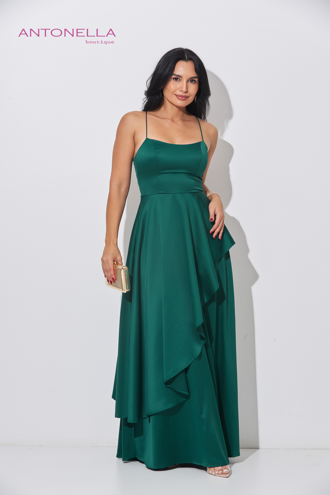 Vestido Gala Verde Satin – foto 1