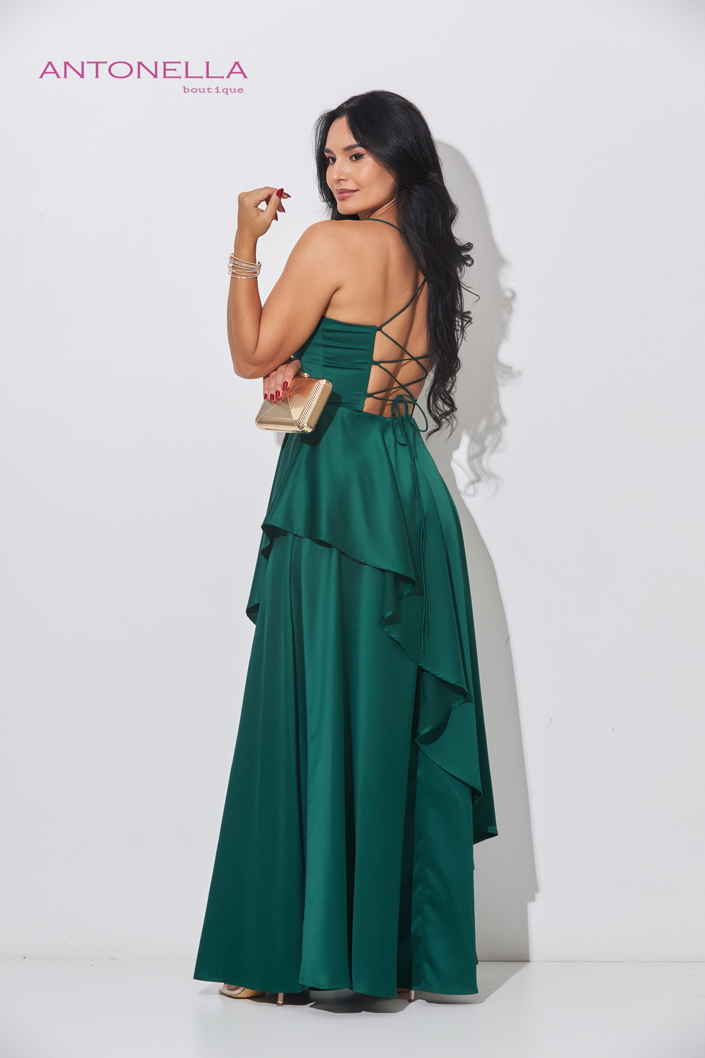 Vestido Gala Verde Satin – foto 6