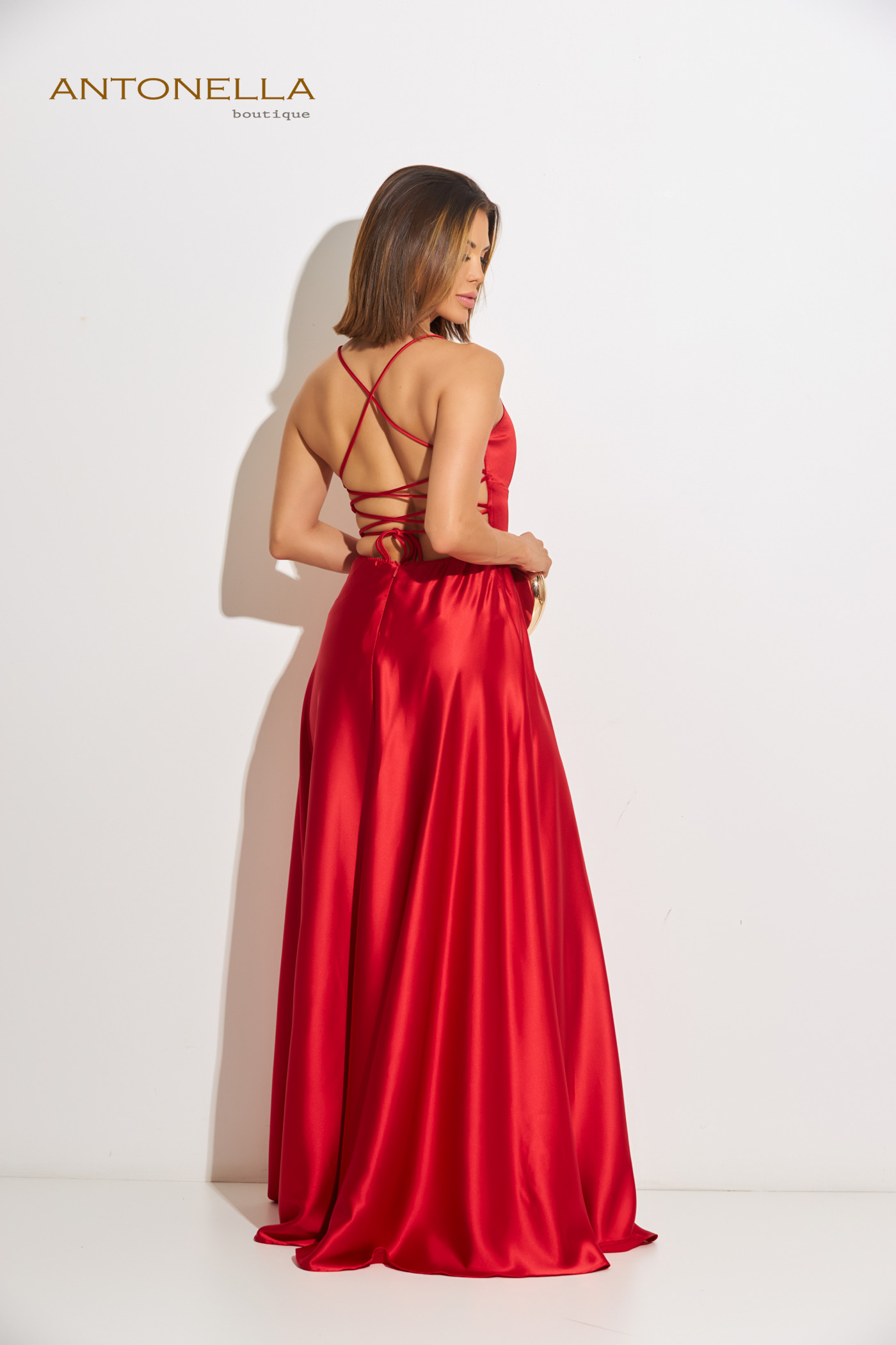 Vestido Gala Rojo Con Abertura En La Pierna – foto 4