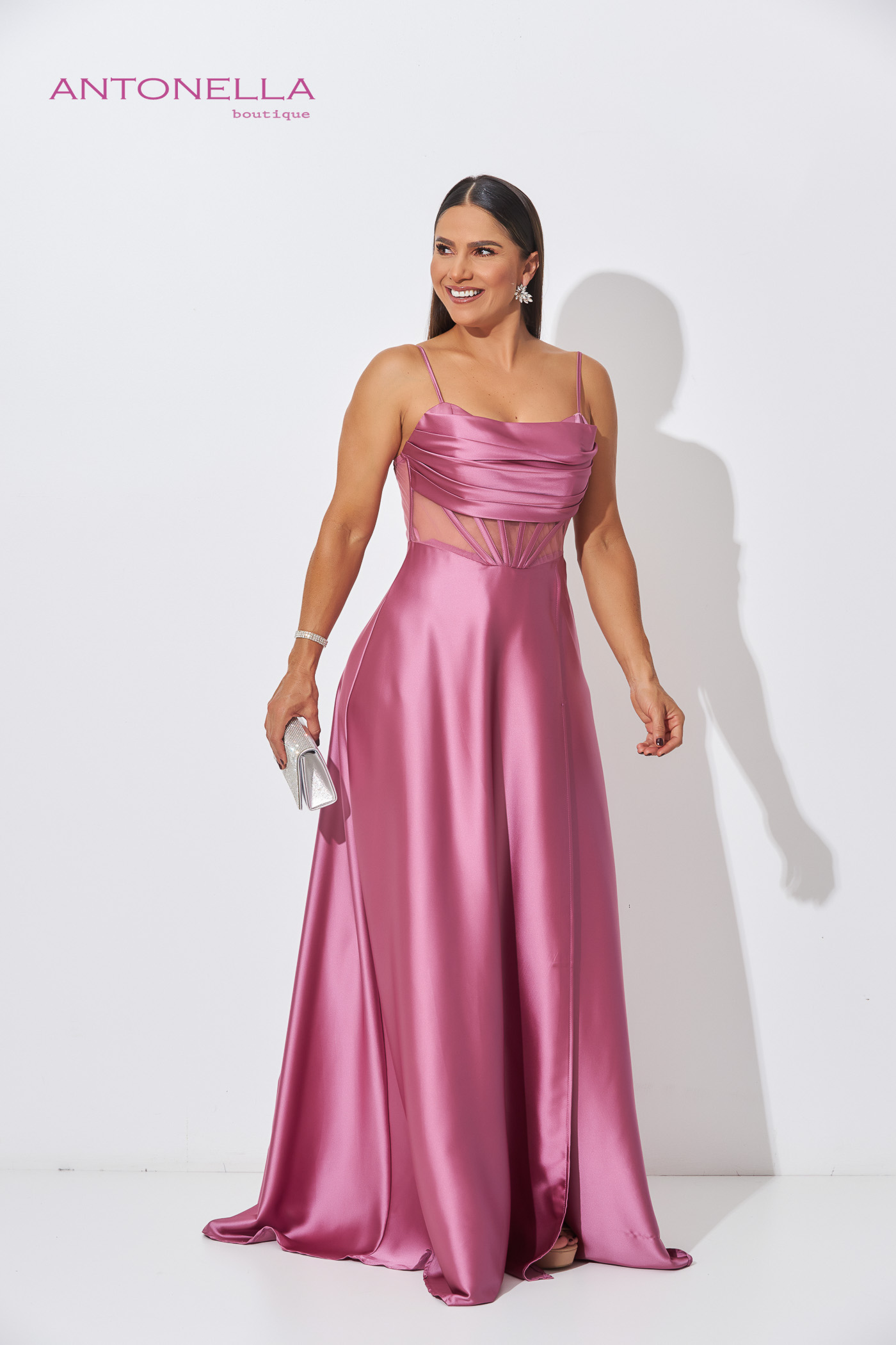 Vestido Gala Dark Pink Satin – foto 4