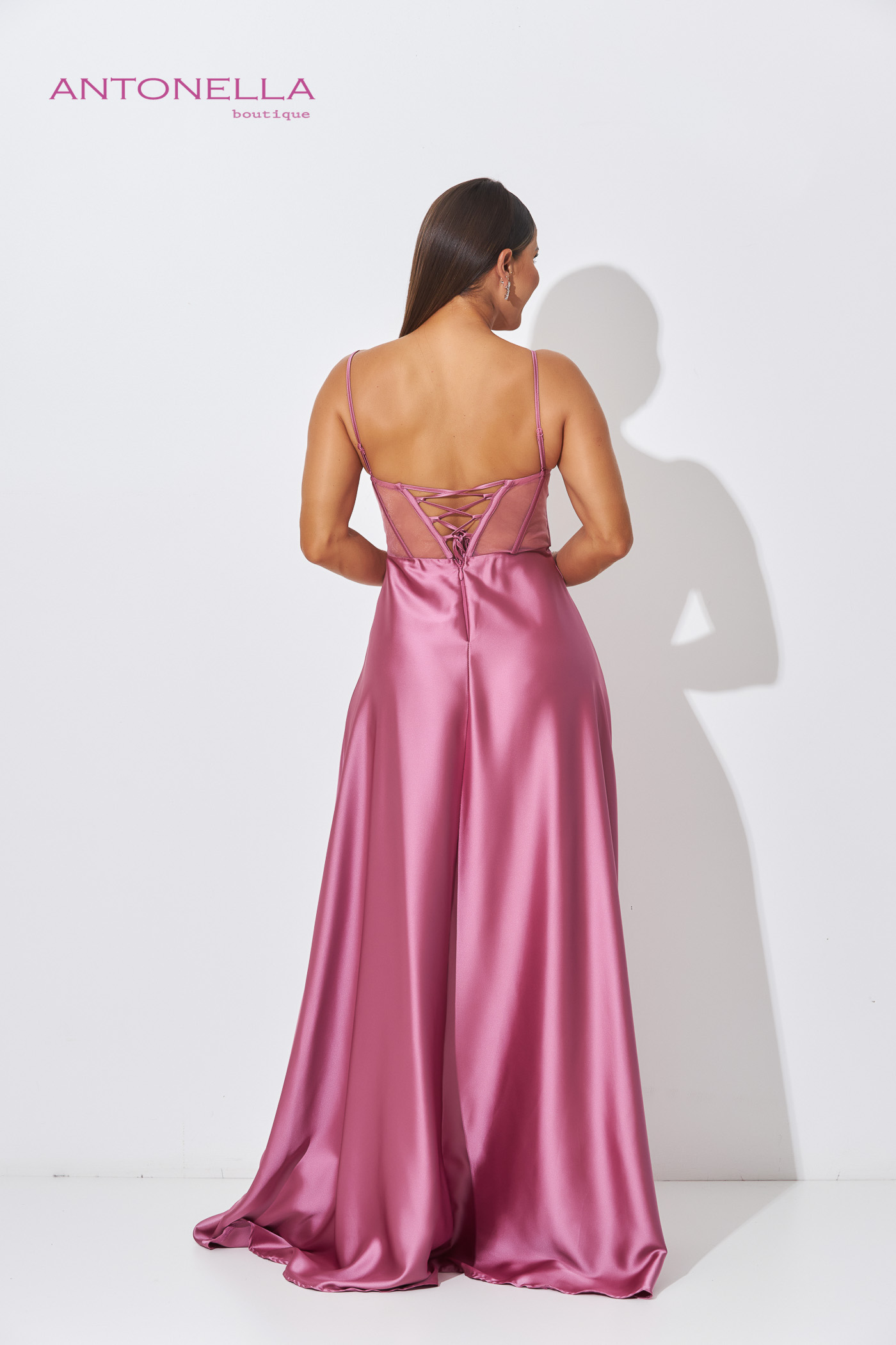 Vestido Gala Dark Pink Satin – foto 5