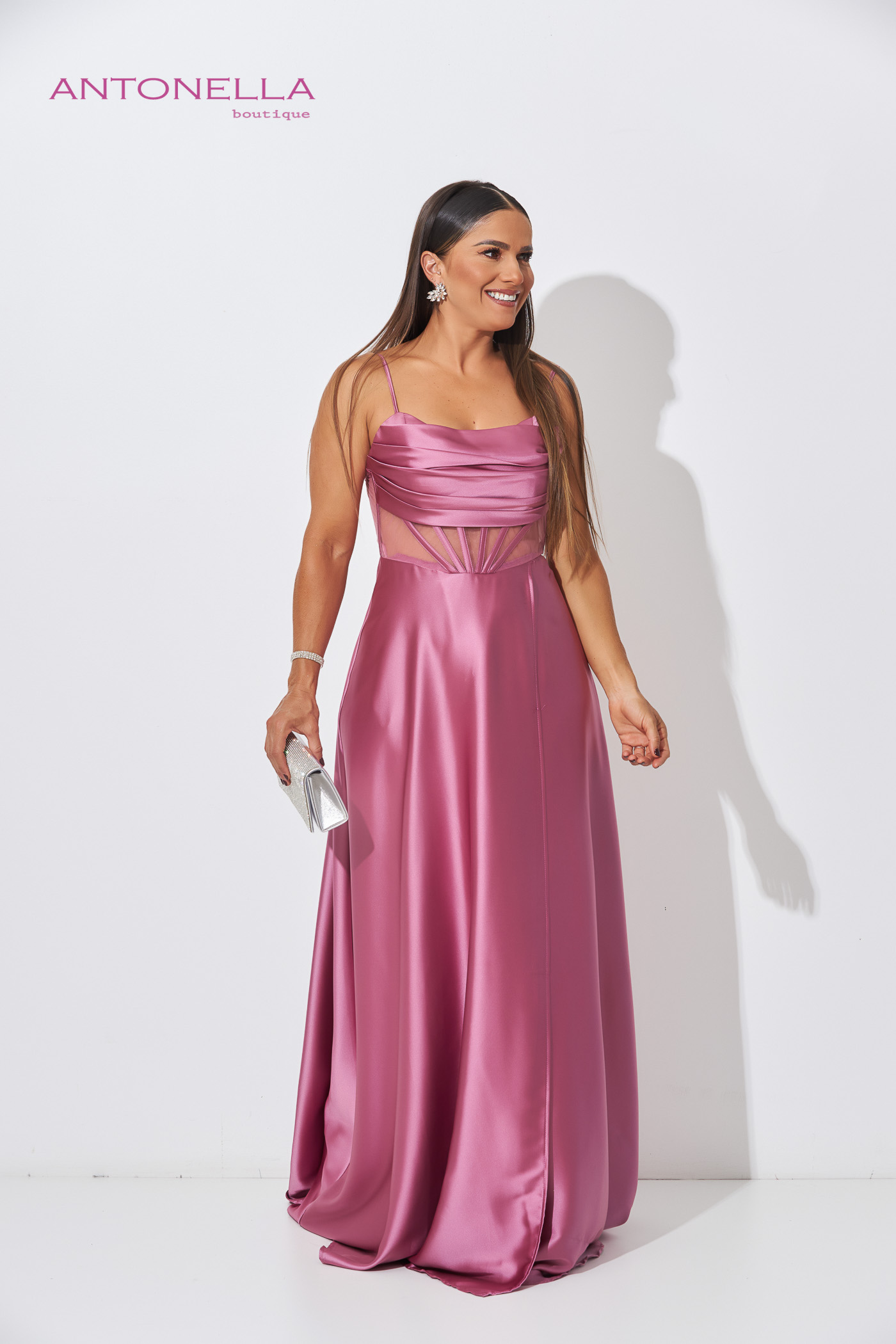 Vestido Gala Dark Pink Satin – foto 6
