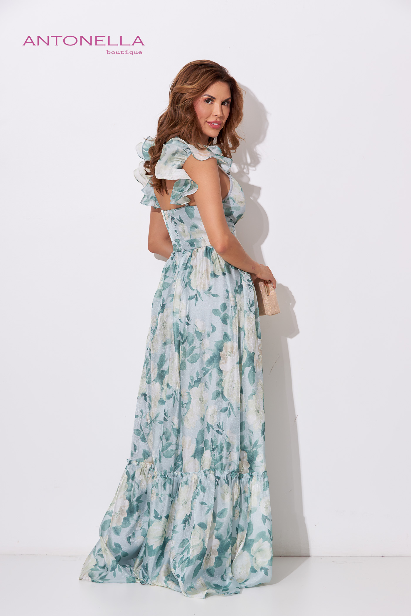 Vestido Gala Verde Multi Flores – foto 4