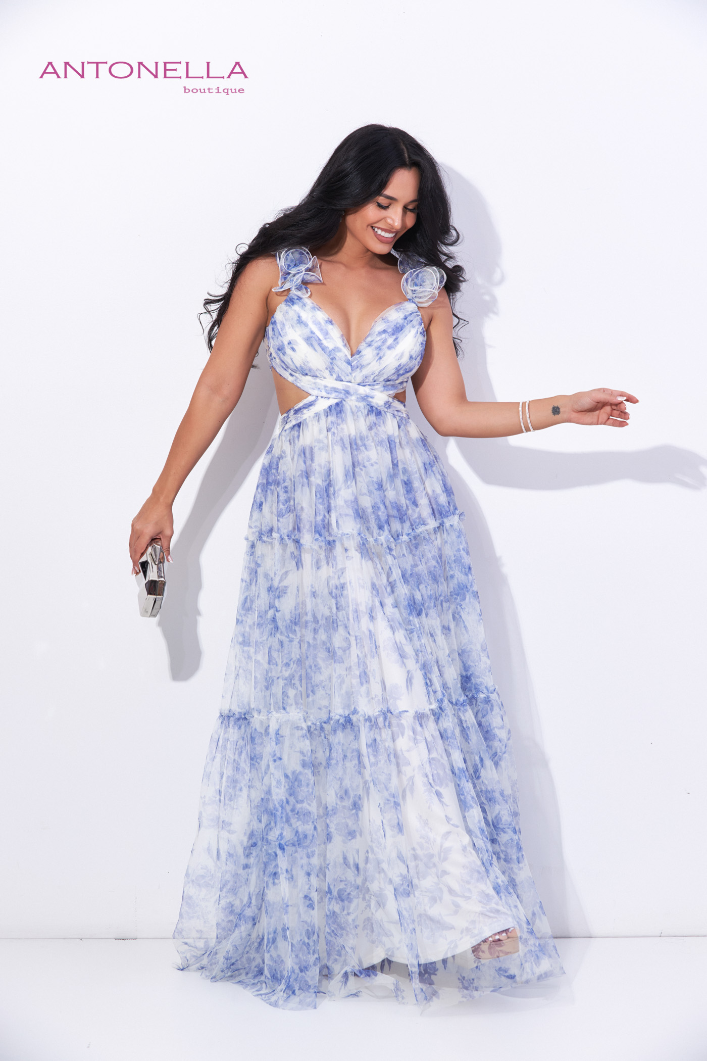 Vestido Gala Celeste Flores – foto 3