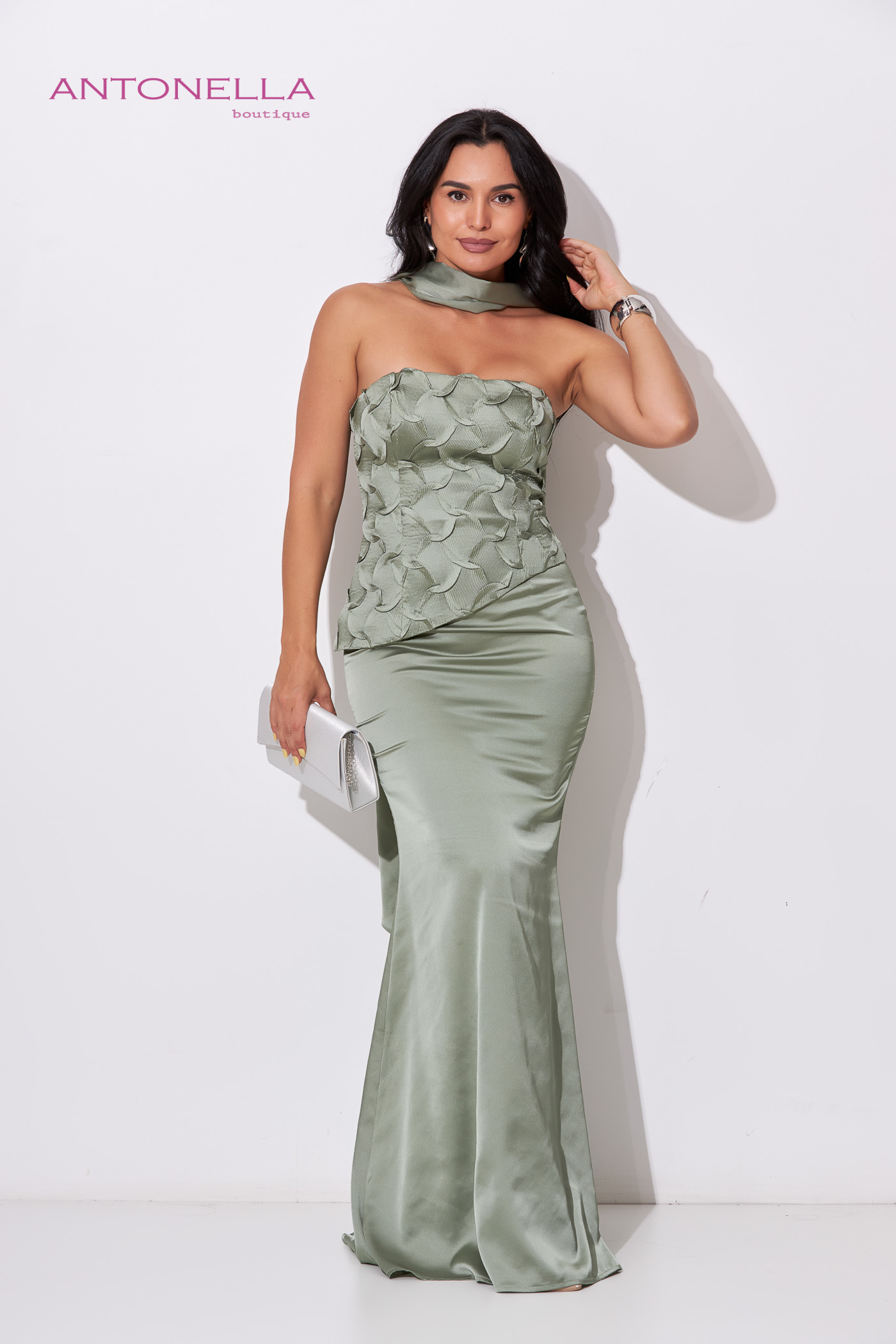 Vestido Gala Sage Con Corbatin