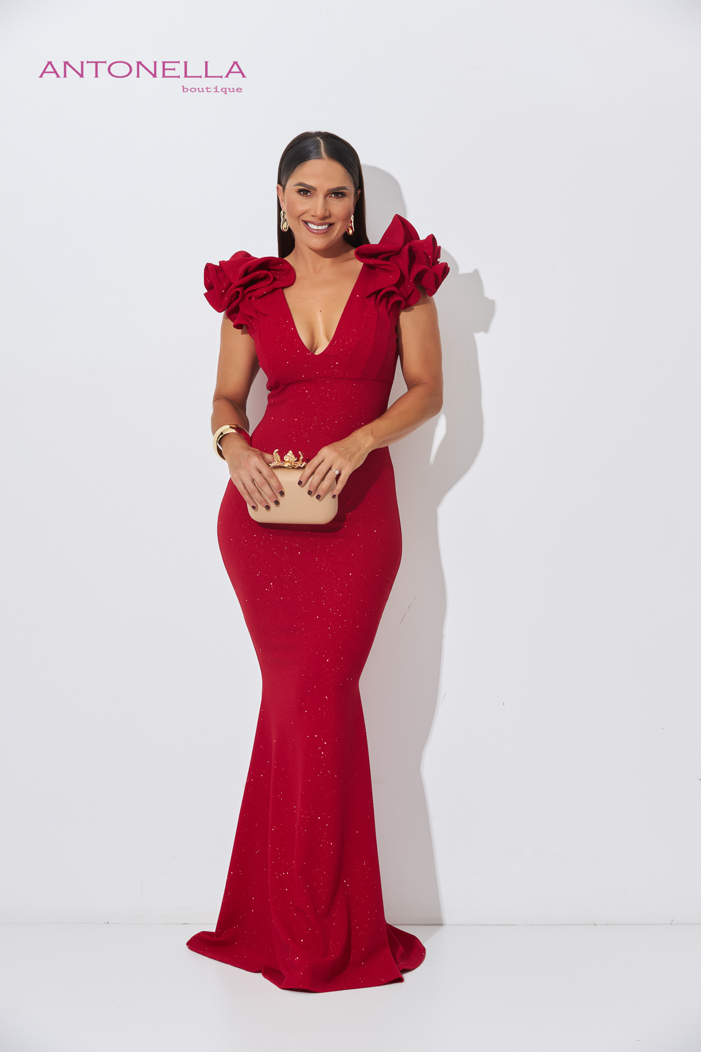 Vestido Gala Rojo Brillo – foto 1