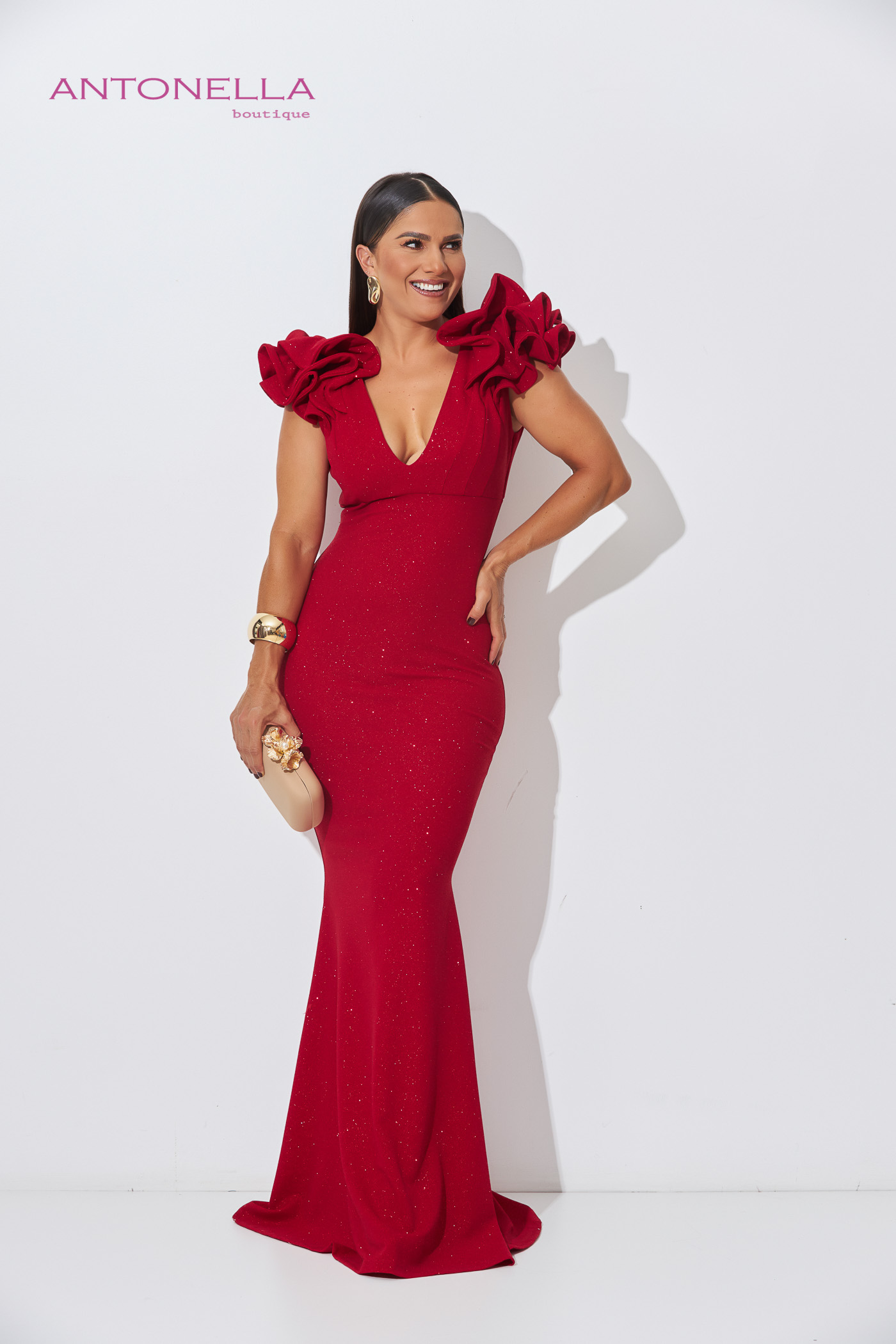 Vestido Gala Rojo Brillo – foto 2