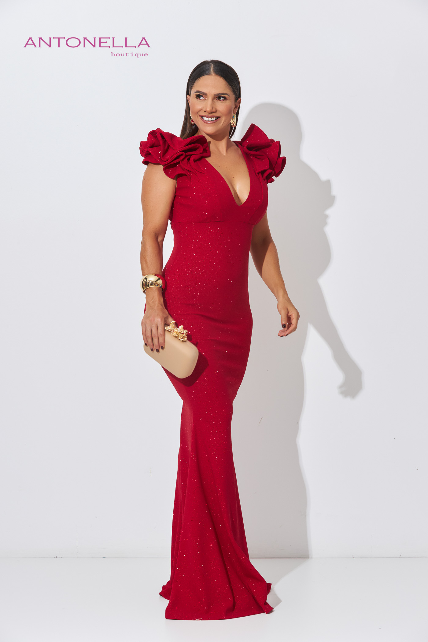 Vestido Gala Rojo Brillo – foto 3