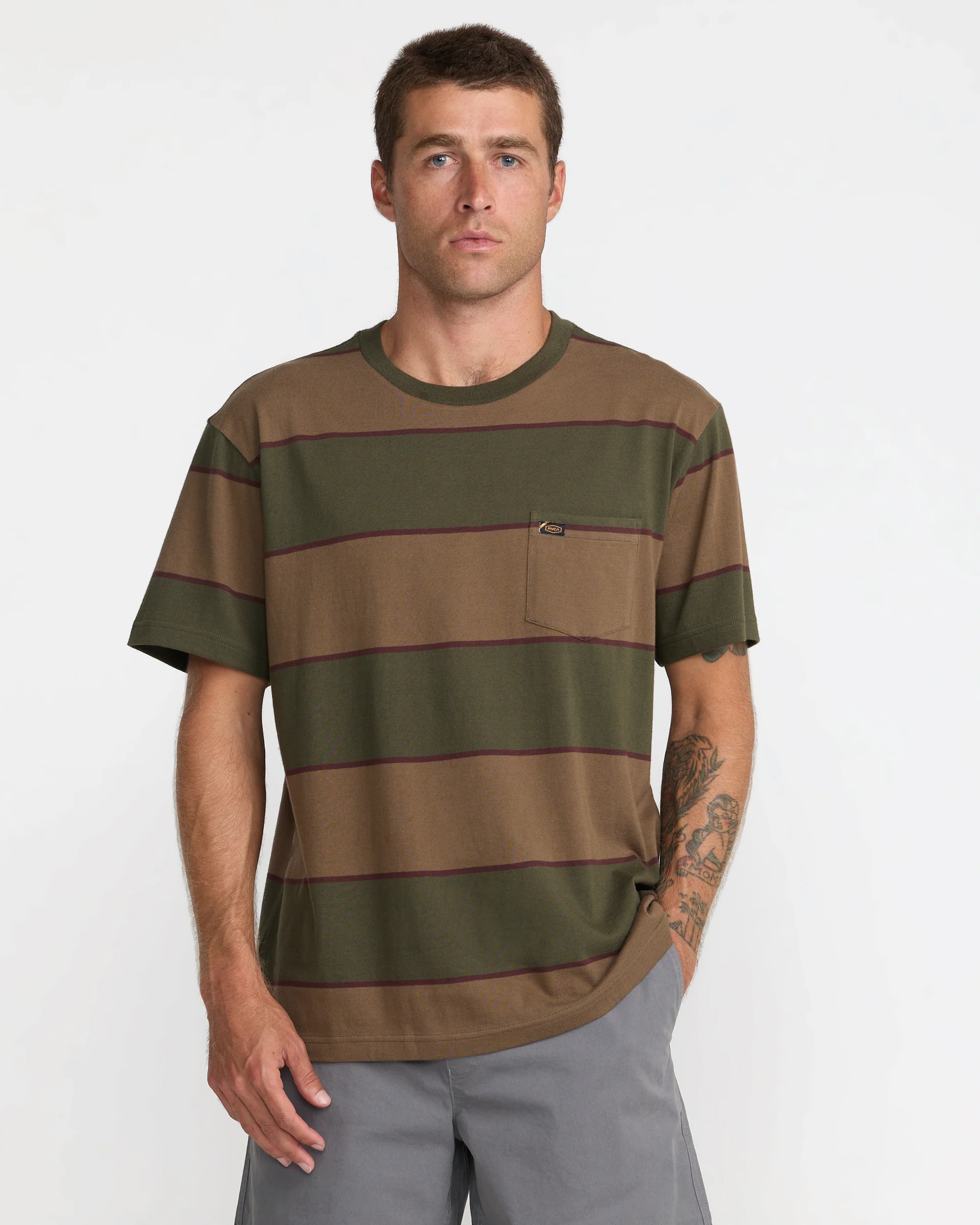 CAMISETA MASCULINO RVCA DAYSHIFT STRIPE – foto 1