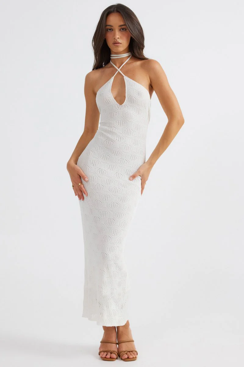 Aelia Halterneck Dress White – foto 3