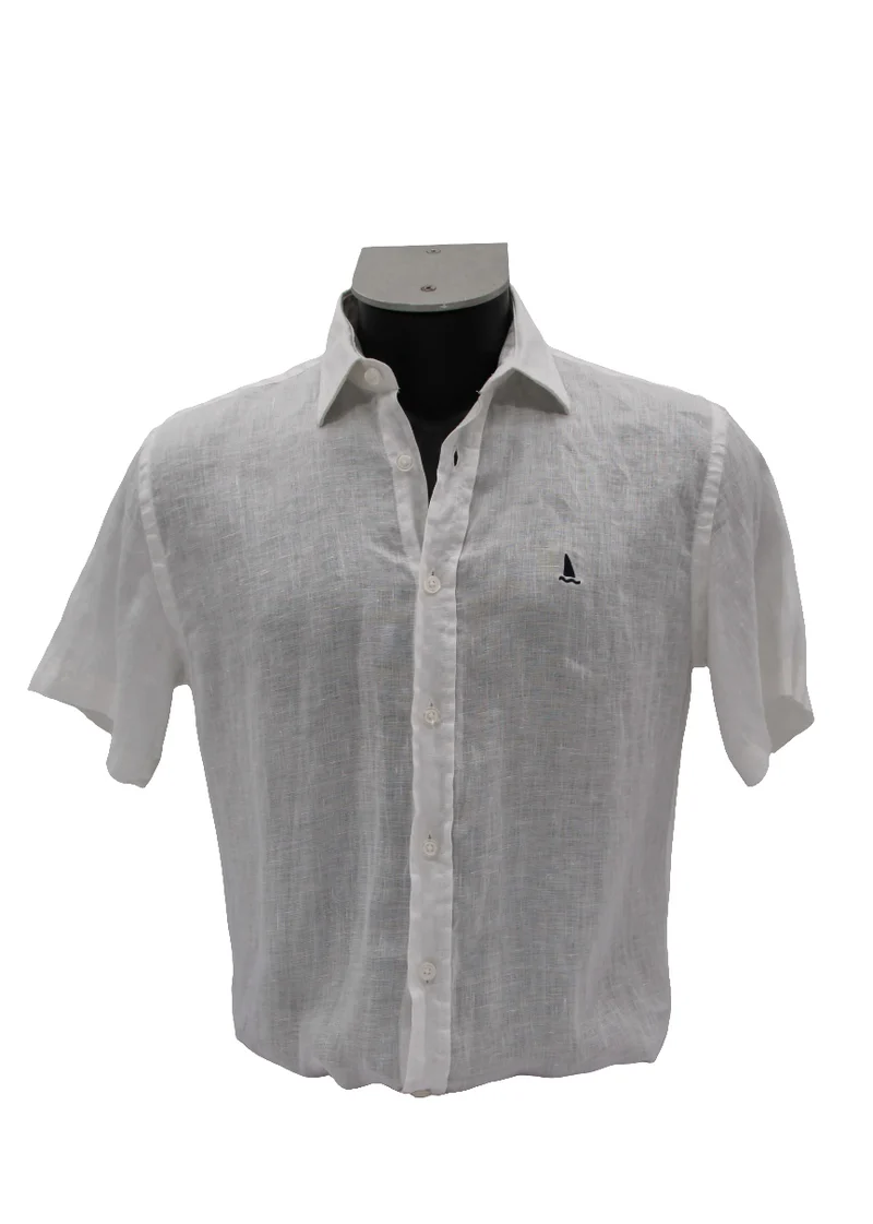 Camisa Lino Manga Corta Blanca