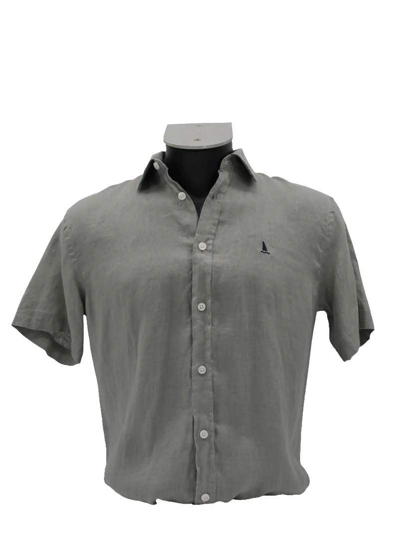 Camisa Lino Manga Corta Kaki