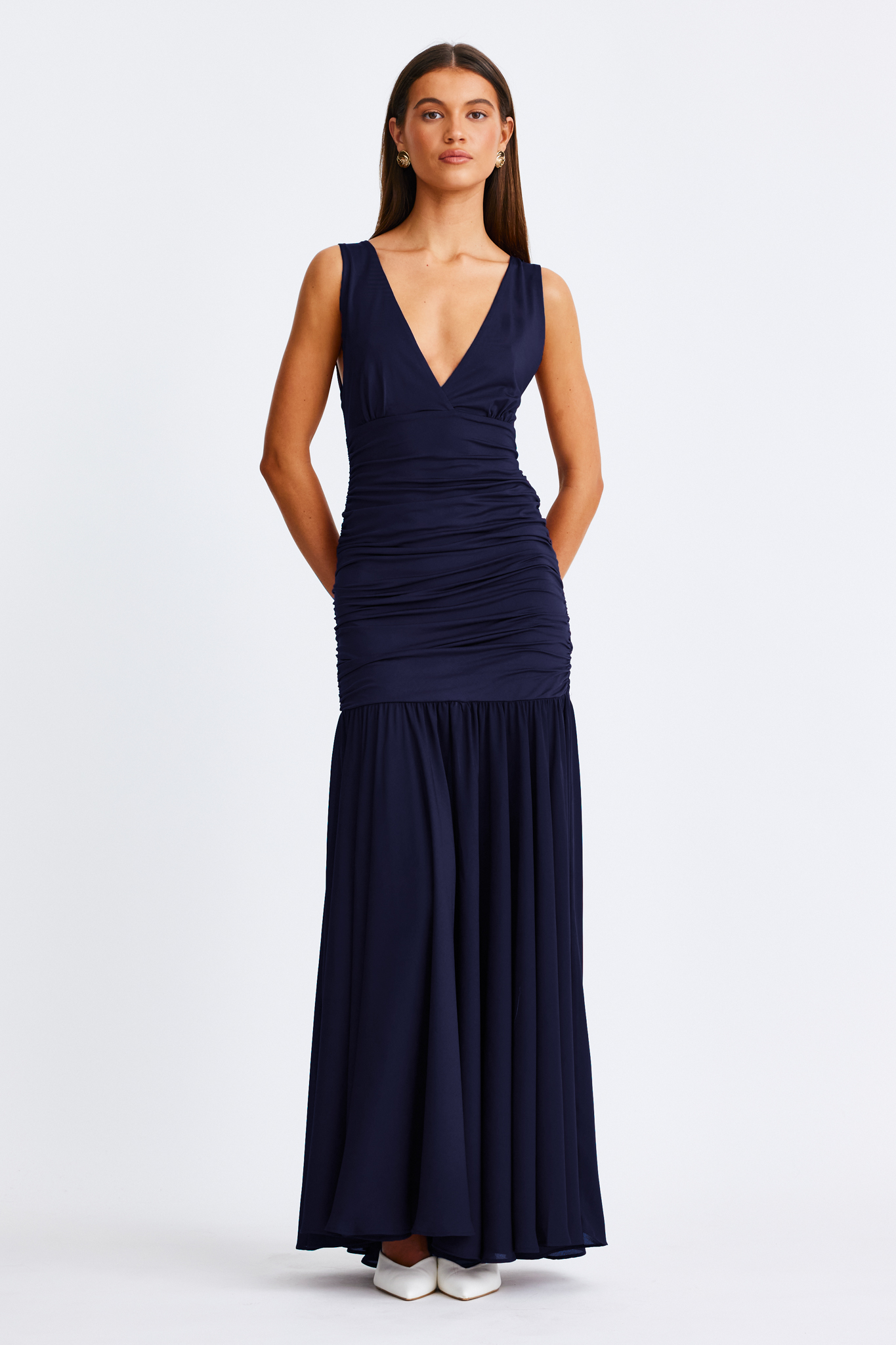Neve V Neck Maxi Dress Navy – foto 2