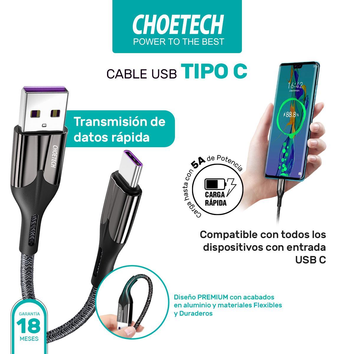 CHOETECH CABLE TIPO C CARGA RÁPIDA