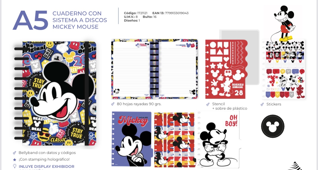 MOOVING LOOP CUADERNO A5 MICKEY MOUSE DISNEY