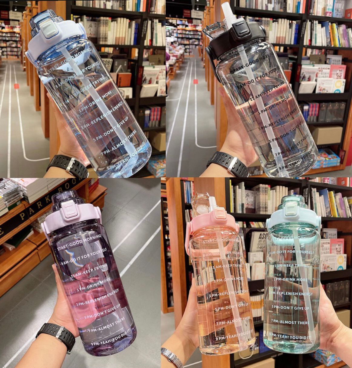 Botella Motivacional de 2 litros transparente con stickers – Rincón del  Regalo