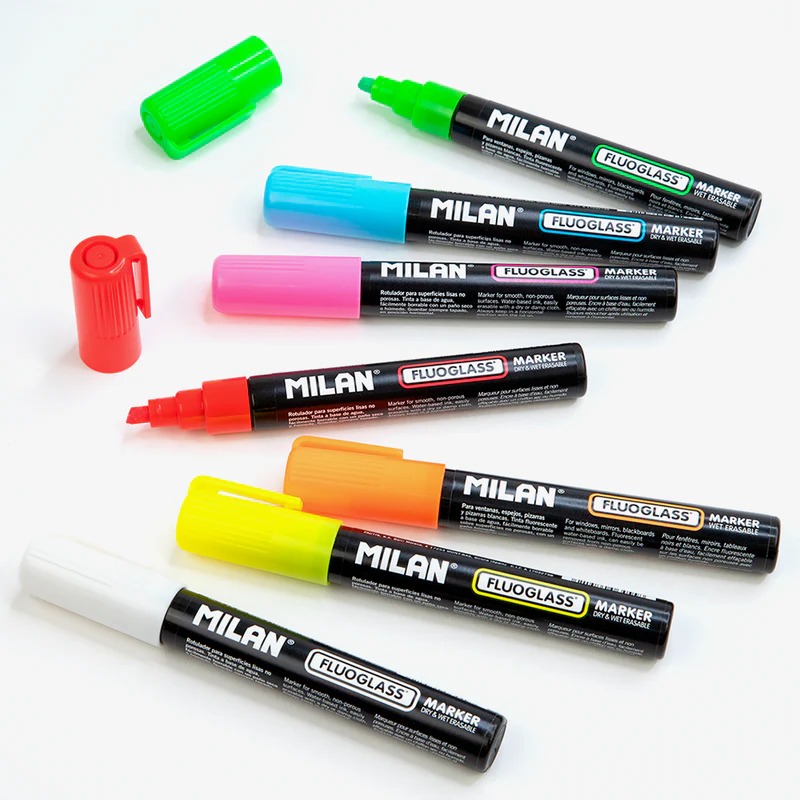 MILAN MARCADOR FLUO GLASS ROJO