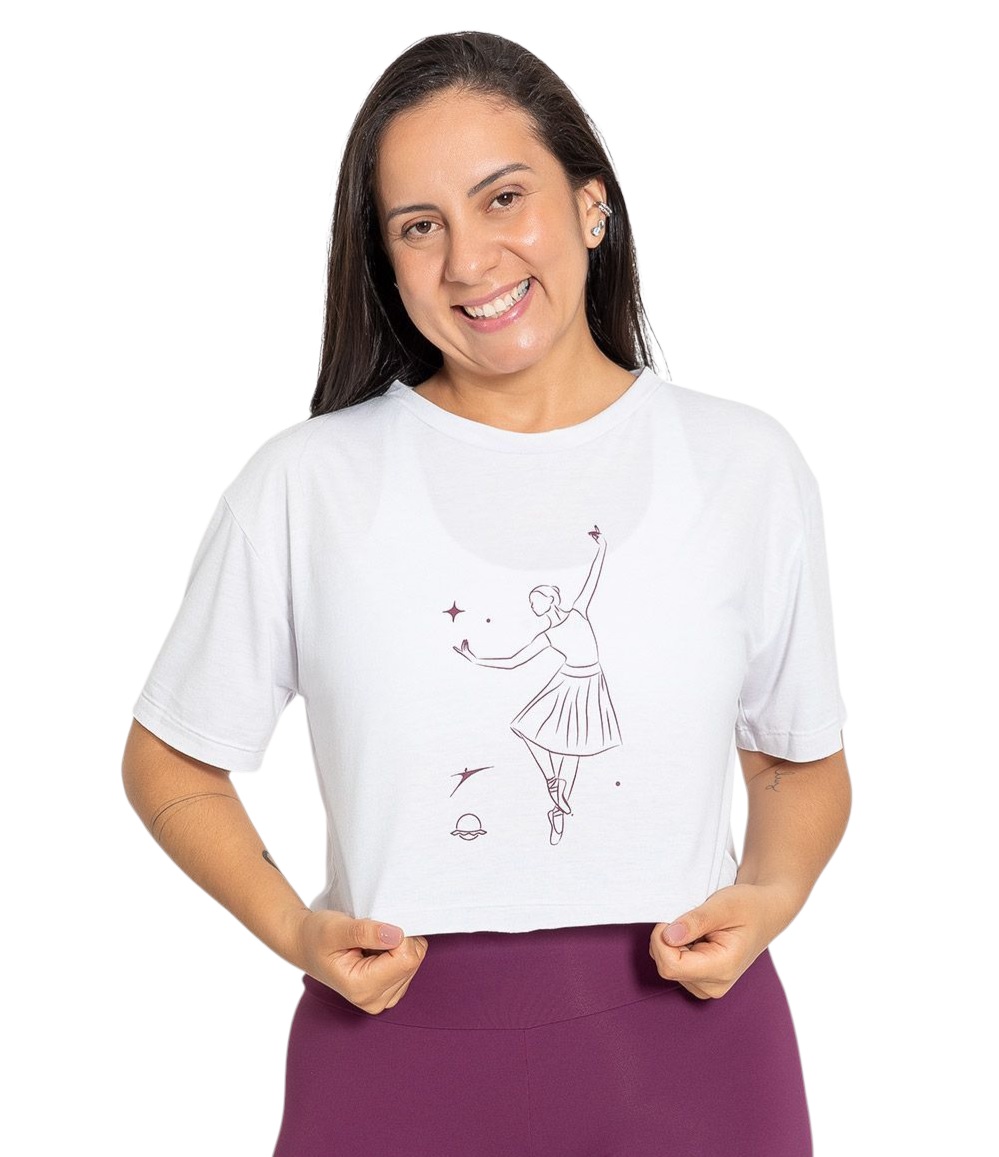 MB52 BLUSA BLANCA DE ADULTO CON DISEÑO DE BAILARINA