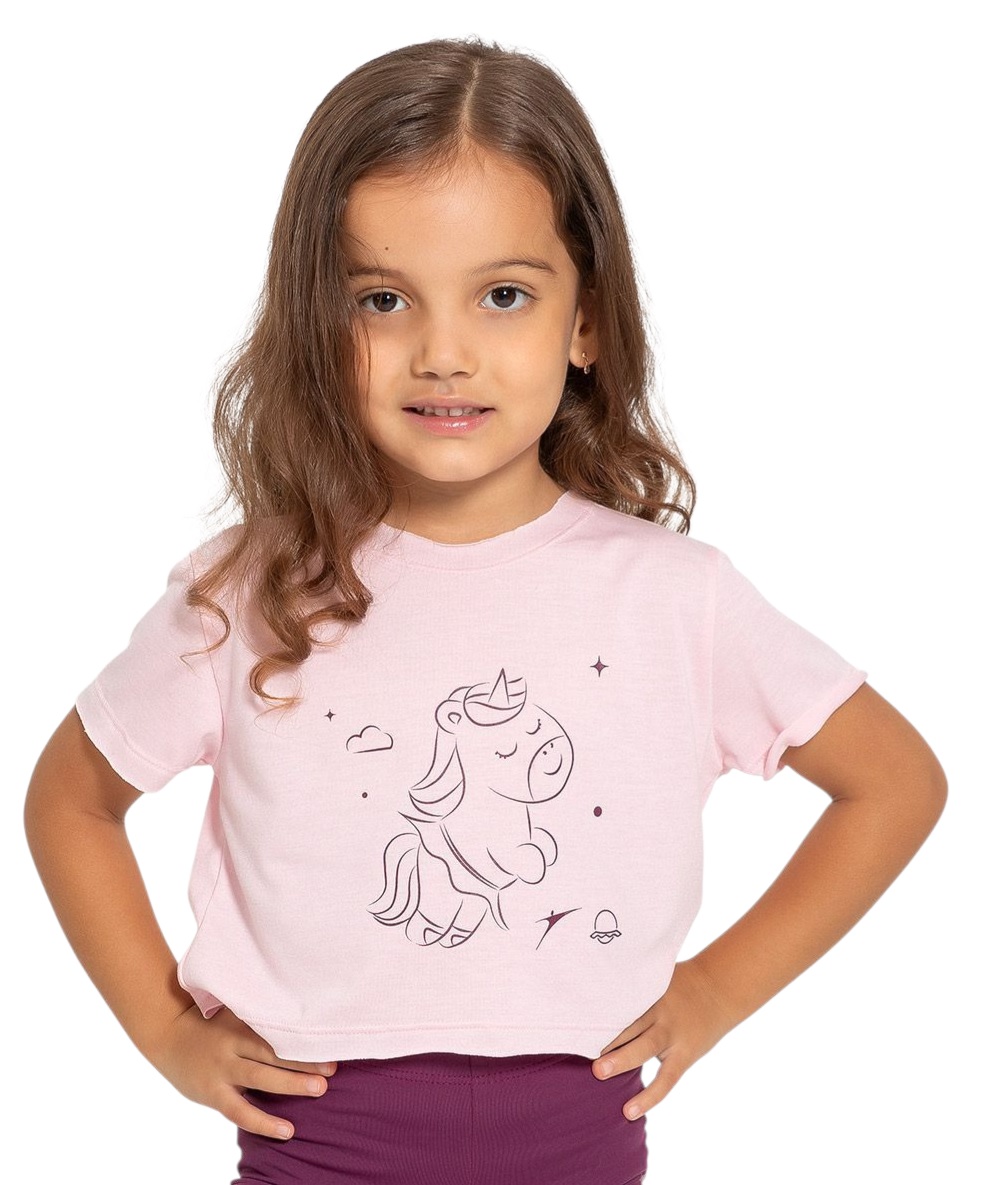 MB52C BLUSA ROSADA INFANTIL CON DISEÑO DE UNICORNIO