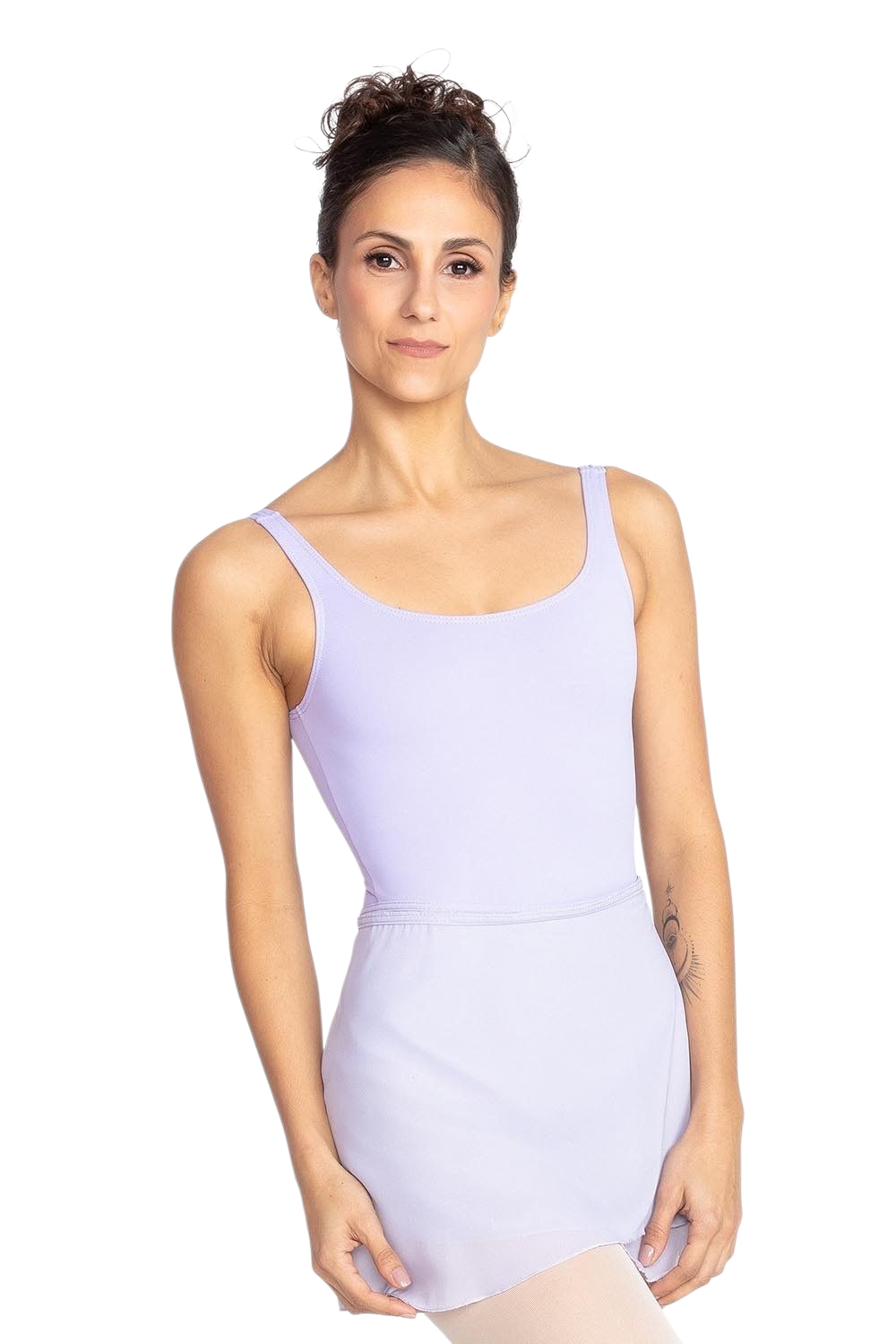 SD-560 ENAGUA LILA DE ADULTO RECTA DE CREPÉ CON TIRAS PARA AJUSTAR Y AMARRAR