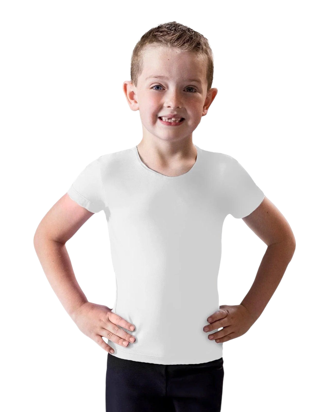SL112 CAMISETA BLANCA INFANTIL MASCULINA MANGA CORTA