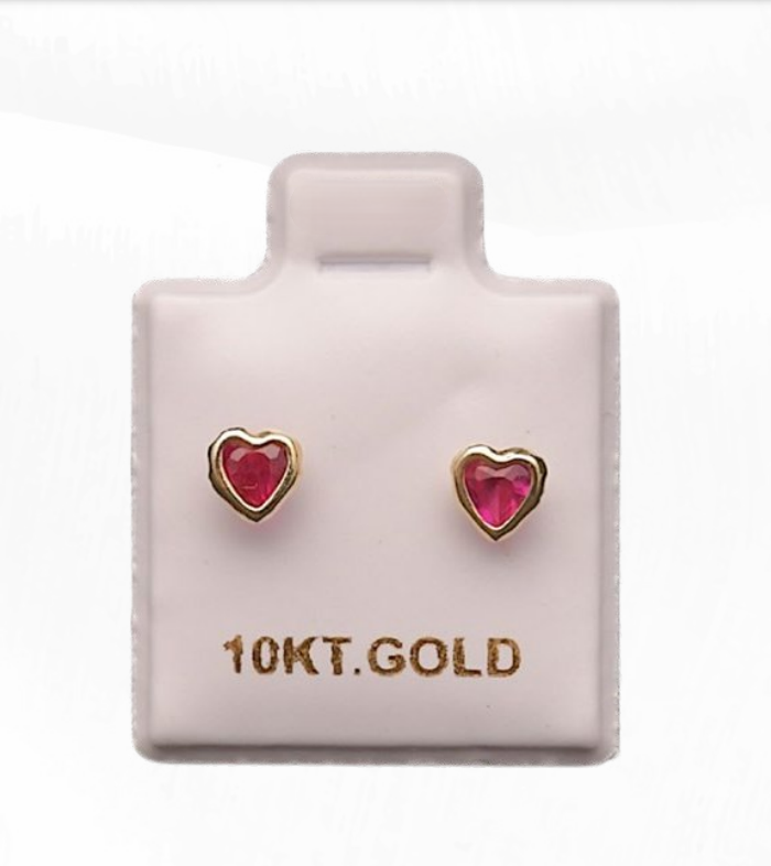Aretes de Oro 10k Corazón Rojo – foto 1