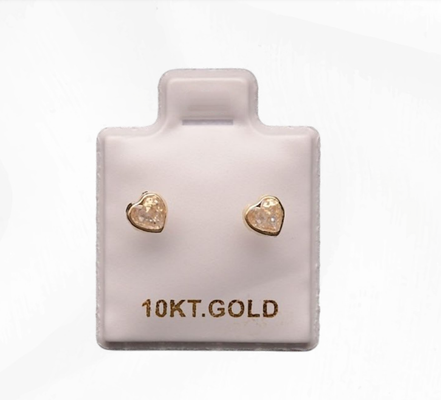 Aretes de Oro 10k Corazón con piedra