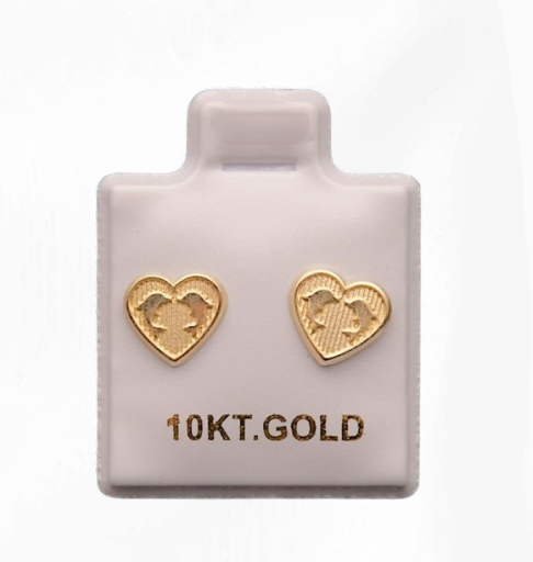 Aretes de Oro 10k Corazón con delfines – foto 1