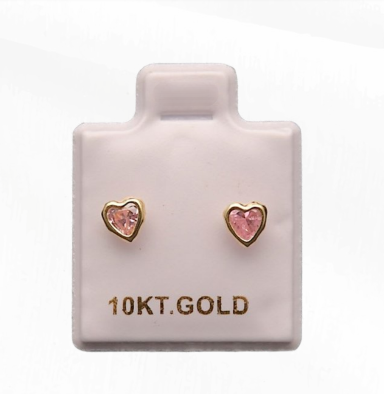 Aretes de Oro 10k Corazón Rosado – foto 1