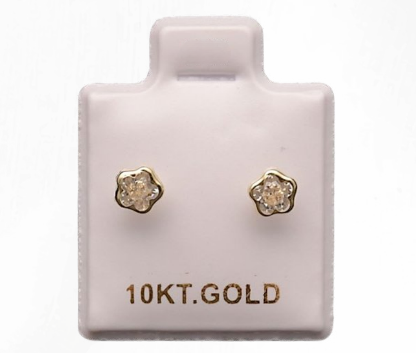 Aretes de Oro 10k Flor con piedra
