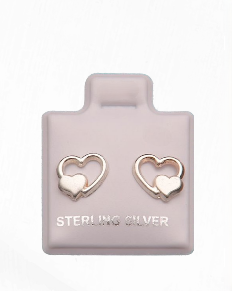 Aretes de Plata 925 Corazón doble Pequeño