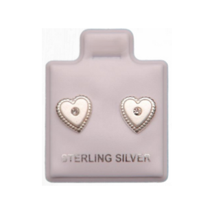Aretes de Plata 925 Corazon con Piedra