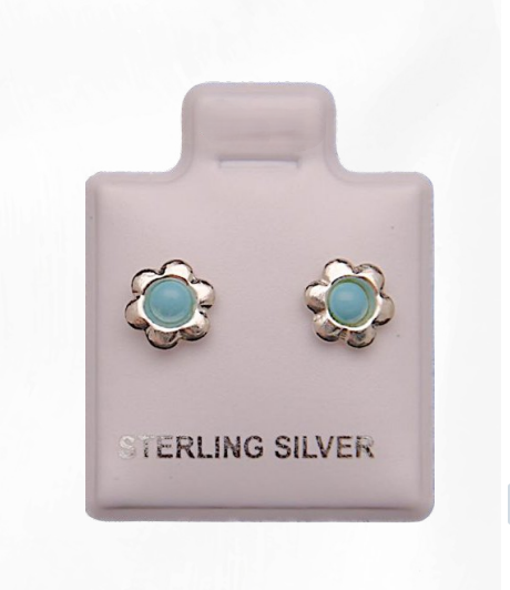 Aretes de Plata 925 Flor Celeste