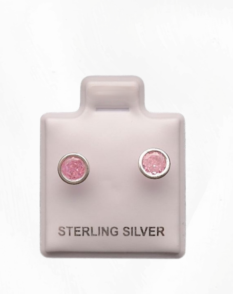 Aretes de Plata 925 Piedra Rosada – foto 1