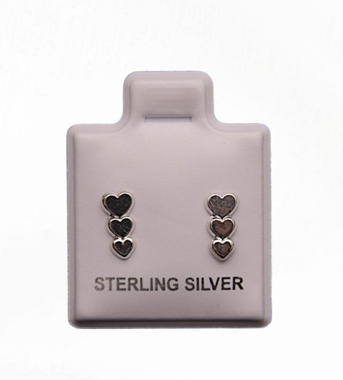 Aretes de Plata 925 Trio de corazones liso – foto 1