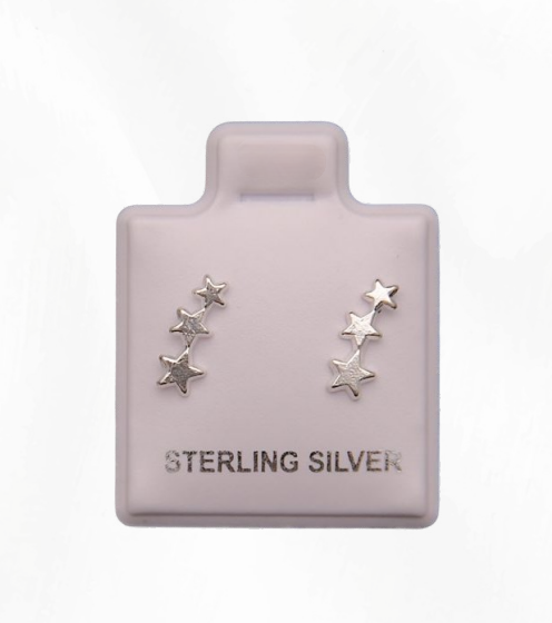 Aretes de Plata 925 Triple Estrellita – foto 1