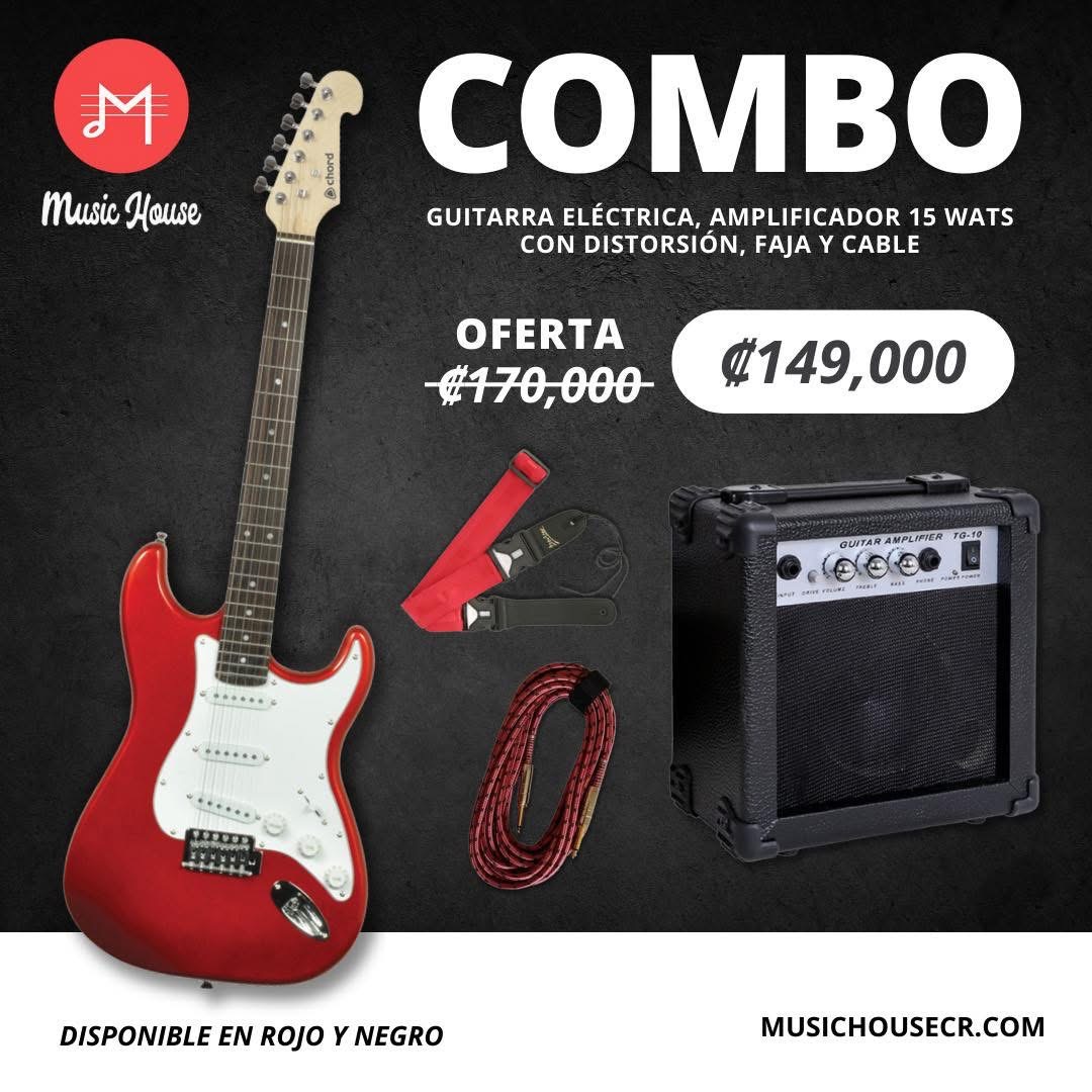 COMBO GUITARRA ELECTRICA ROJA O NEGRA
