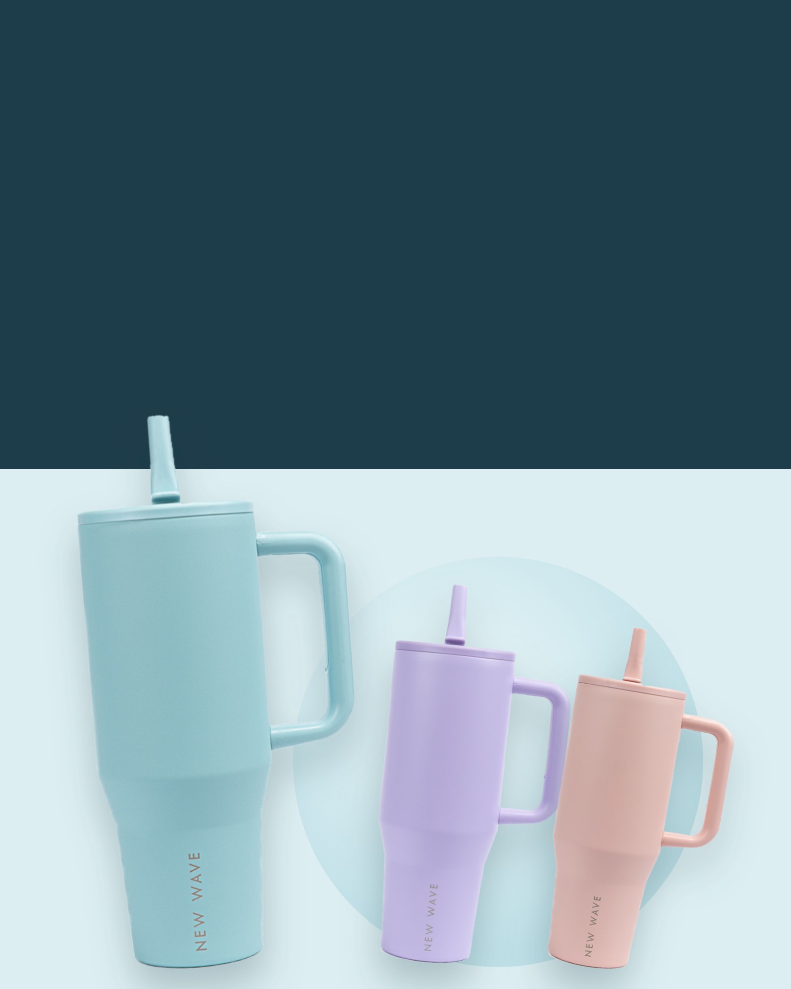 Straw Big Tumbler New Wave en sky blue, morado y rosado