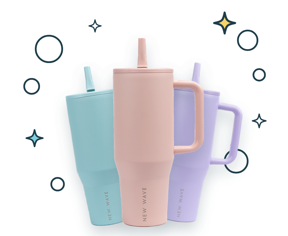 Straw Big Tumbler New Wave limpios con burbujas