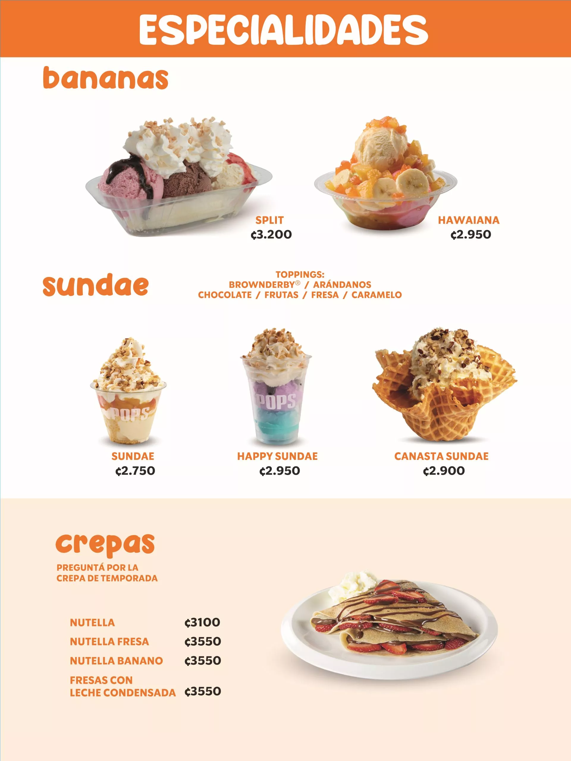 Menú POPS