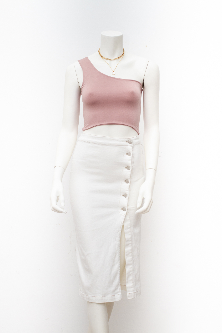 Blusa Sagrada One Shoulder Strap Crop Rose Quartz – foto 1
