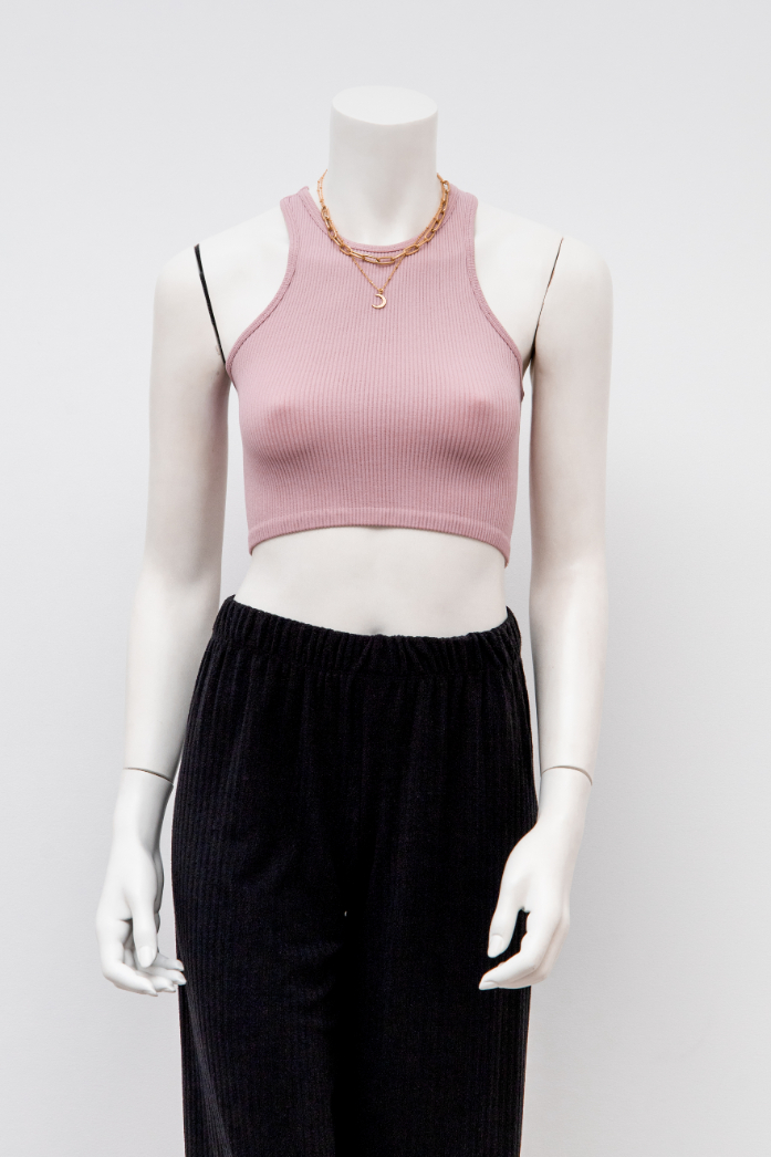 Blusa Crop Ribbed Halter Mauve – foto 1