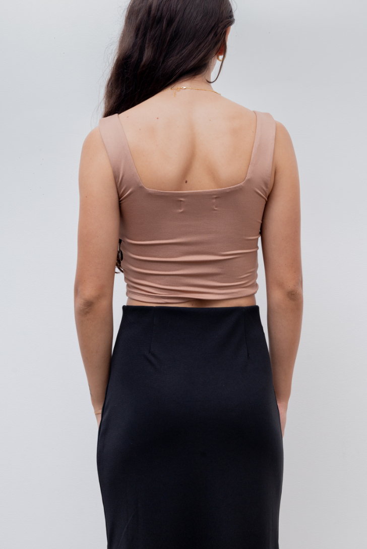 Blusa Crop Square Neck Mocha L – foto 2