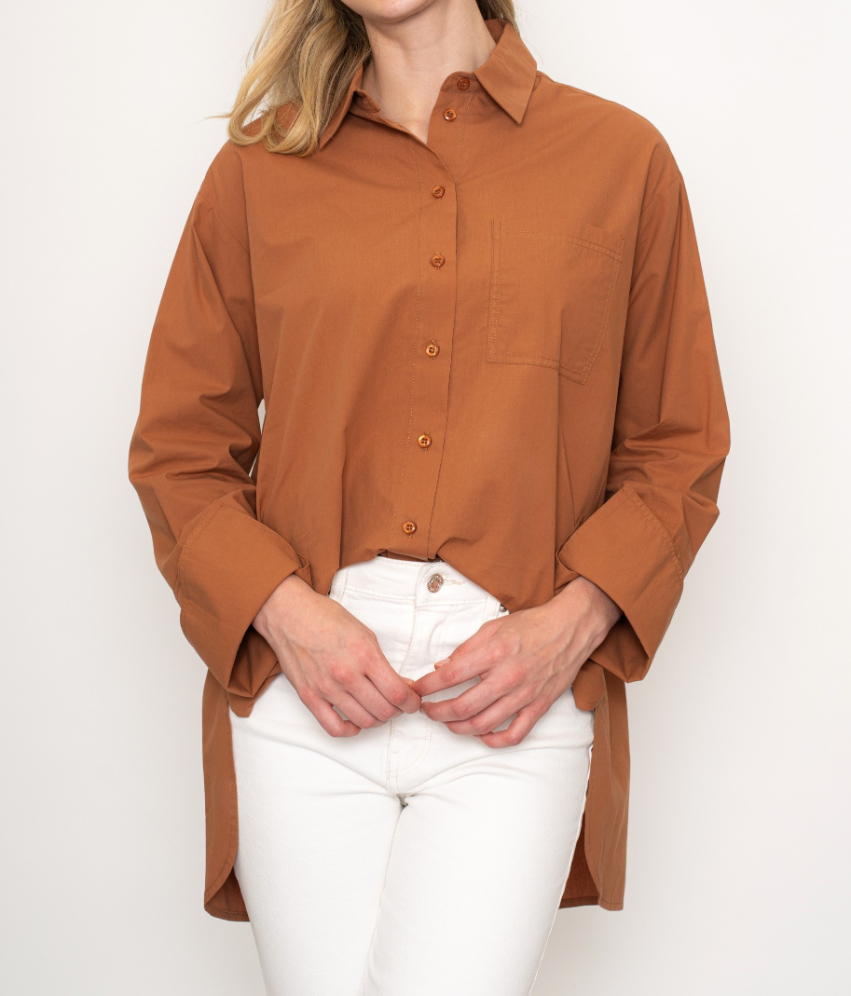 Camisa Button Down Poplin Terracotta