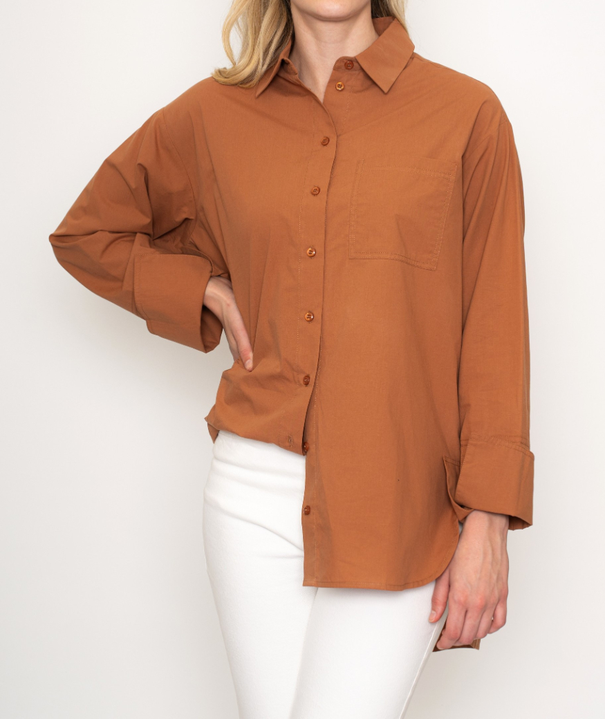 Camisa Button Down Poplin Terracotta