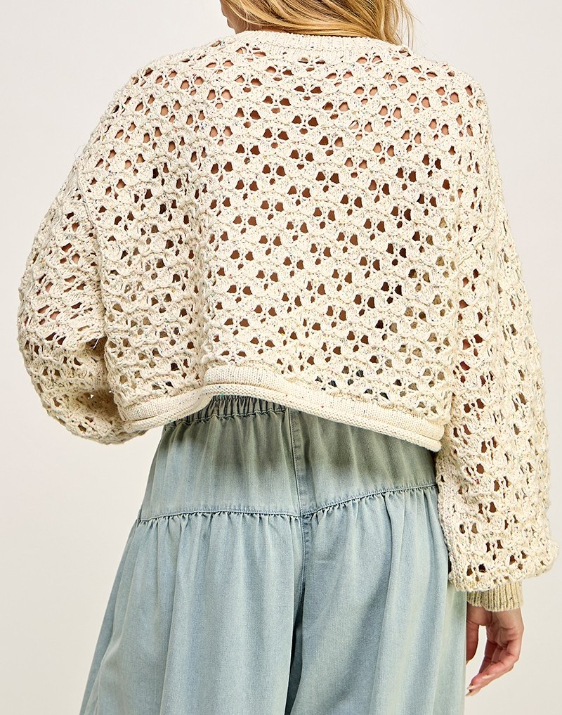 Sweater Crop Crochet Mesh Natural – foto 5