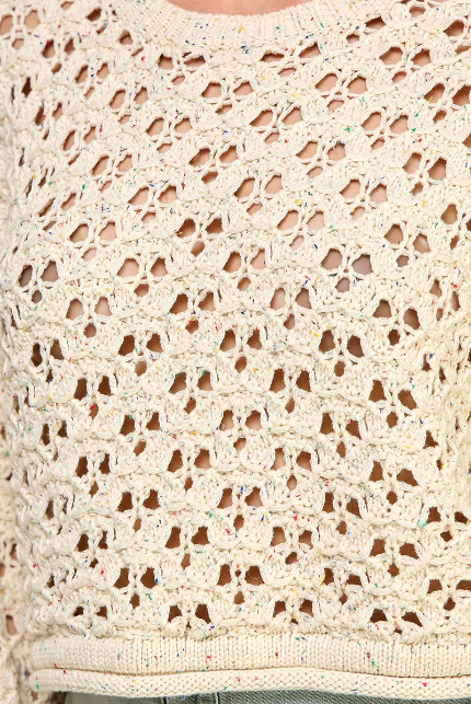 Sweater Crop Crochet Mesh Natural – foto 6